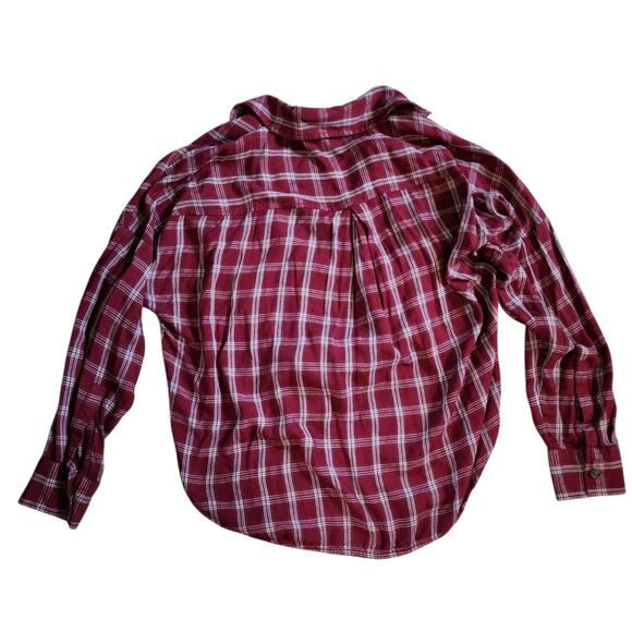Lou & Grey for LOFT Womens Pullover Top Size S Red Plaid High-Low V-Neck - Picture 8 of 10